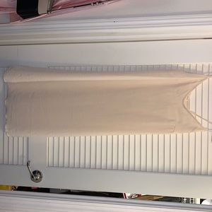 Light beige double mid leg slit dress